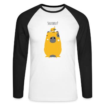 Wasserschwein Spruch - Unisex Baseballshirt langarm - Weiß/Schwarz - Vorne - Nik (191cm)
