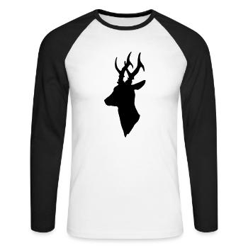 Rehbock - Unisex Baseballshirt langarm - Weiß/Schwarz - Vorne - Nik (191cm)