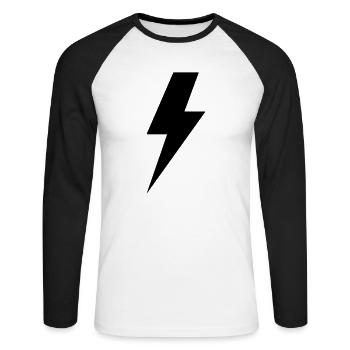 Rock Pfeil Blitz T-Shirt - Unisex Baseballshirt langarm - Weiß/Schwarz - Vorne - Nik (191cm)