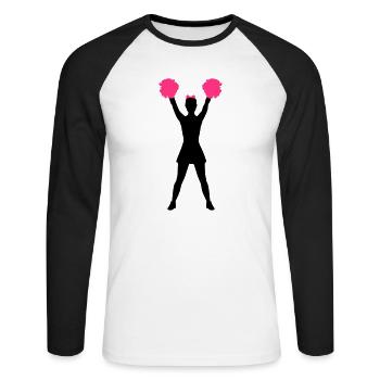 Cheerleader - T-shirt baseball manches longues Homme - blanc/noir - Devant - Nik (191cm)
