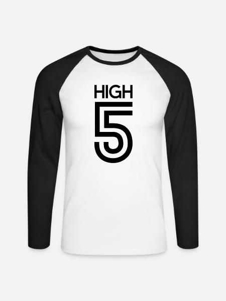 high_5_f1 - Unisex Baseballshirt langarm - Weiß/Schwarz