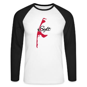 Sylt - Unisex Baseballshirt langarm - Weiß/Schwarz - Vorne - Nik (191cm)