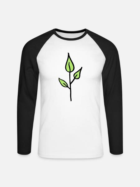 Natur, Pflänzchen - Unisex Baseballshirt langarm - Weiß/Schwarz