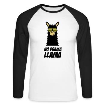 drama_llama_002 - T-shirt baseball manches longues Homme - blanc/noir - Devant - Nik (191cm)