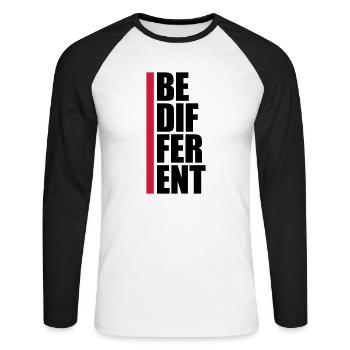 Be different Logo Design - Unisex Long Sleeve Baseball T-Shirt - white/black - Front - Nik (191cm)