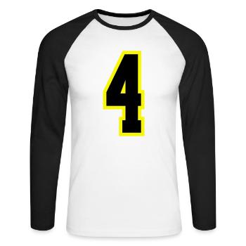 Justaucorps à 4 chiffres - T-shirt baseball manches longues Homme - blanc/noir - Devant - Nik (191cm)