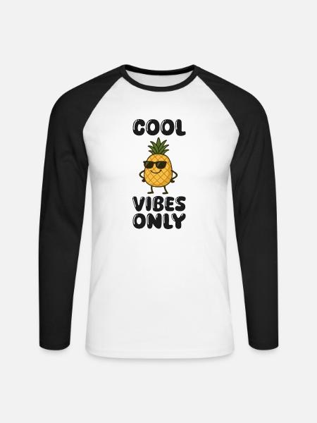 ananas comic - Unisex Baseballshirt langarm - Weiß/Schwarz