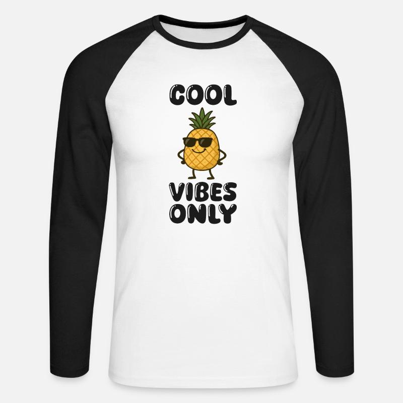 Pineapple Comic - Unisex Long Sleeve Baseball T-Shirt - white/black