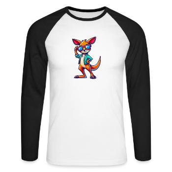 Lunettes de soleil Kangaroo Comic - T-shirt baseball manches longues Homme - blanc/noir - Devant - Nik (191cm)