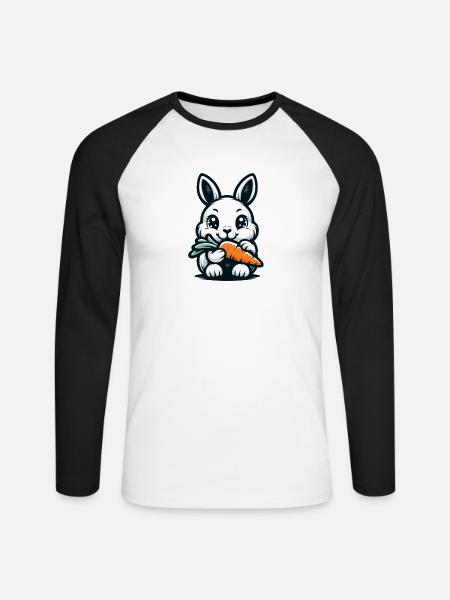 Die süße Häsin Helene - Unisex Baseballshirt langarm - Weiß/Schwarz