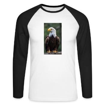 Adler - Unisex Baseballshirt langarm - Weiß/Schwarz - Vorne - Nik (191cm)