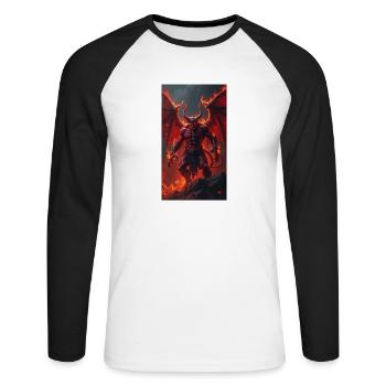 Teufel - Unisex Baseballshirt langarm - Weiß/Schwarz - Vorne - Nik (191cm)