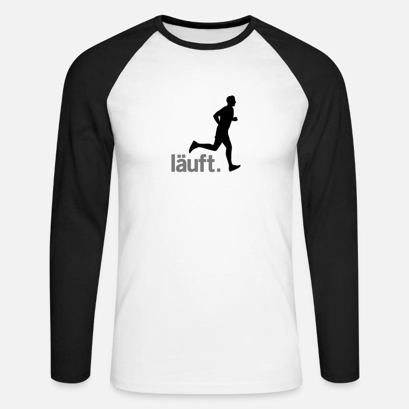 Läufer Mann läuft. Vector - Unisex Baseballshirt langarm - Weiß/Schwarz