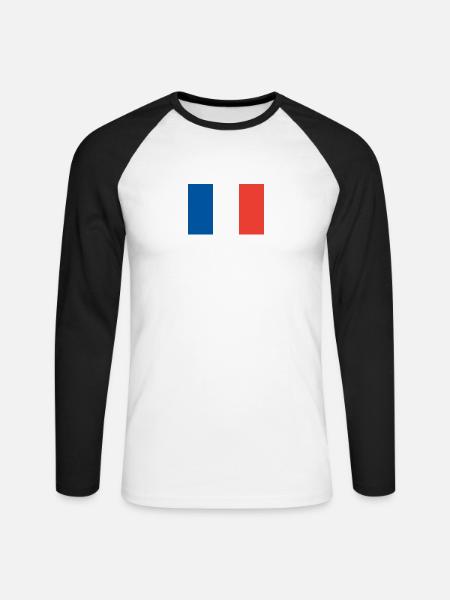 Frankreich, Flagge - Unisex Baseballshirt langarm - Weiß/Schwarz