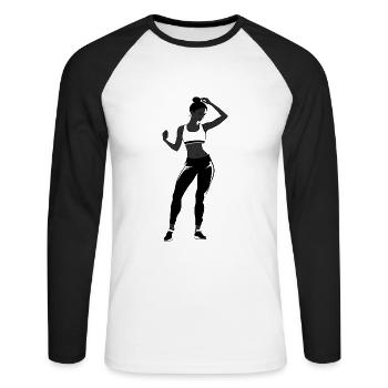Yoga Instructor - Hobby / Sport Sticker - Unisex Baseballshirt langarm - Weiß/Schwarz - Vorne - Nik (191cm)