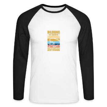 Bildung Freizeitpark Rollercoaster Achterbahn - Unisex Baseballshirt langarm - Weiß/Schwarz - Vorne - Nik (191cm)