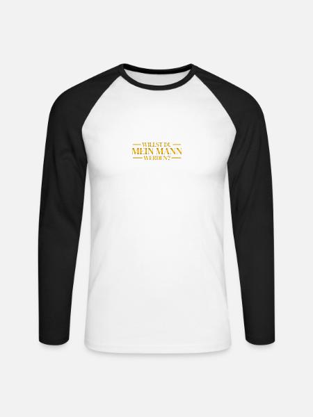 Mein Mann Heiratsantrag Hochzeitsantrag - Unisex Baseballshirt langarm - Weiß/Schwarz