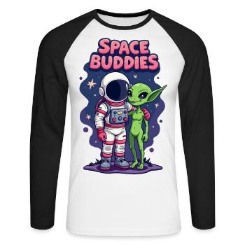 Copains de l’espace - T-shirt baseball manches longues Homme - blanc/noir - Devant - Nik (191cm)