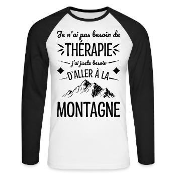 I Just Need To Go To The Mountain Humor - Unisex Long Sleeve Baseball T-Shirt - white/black - Front - Nik (191cm)