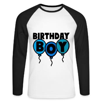 Anniversaire Garçon Anniversaire Enfant - T-shirt baseball manches longues Homme - blanc/noir - Devant - Nik (191cm)