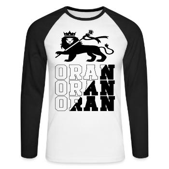 Oran - Unisex Long Sleeve Baseball T-Shirt - white/black - Front - Nik (191cm)