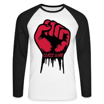 Class War – Faust - Unisex Baseballshirt langarm - Weiß/Schwarz - Vorne - Nik (191cm)