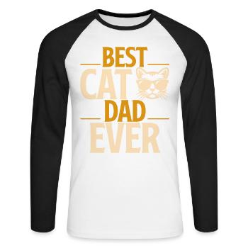 Best Cat Dad Ever Best Cat Dad Dad Kitten - Unisex Long Sleeve Baseball T-Shirt - white/black - Front - Nik (191cm)