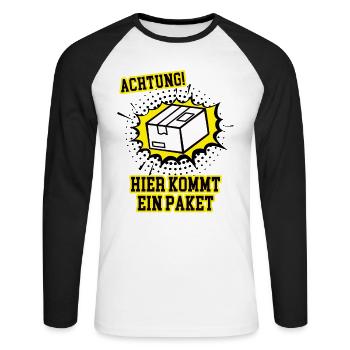 Paket Paketbote Lieferdienst Fahrer Postbote Bote - Unisex Baseballshirt langarm - Weiß/Schwarz - Vorne - Nik (191cm)