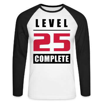Niveau 25 - Terminé - T-shirt baseball manches longues Homme - blanc/noir - Devant - Nik (191cm)