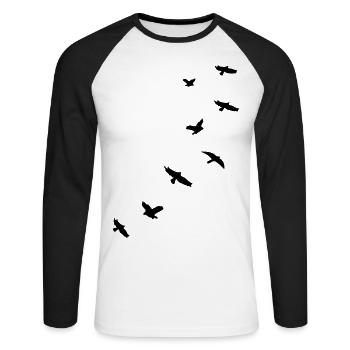 flying_birds_mapies - T-shirt baseball manches longues Homme - blanc/noir - Devant - Nik (191cm)