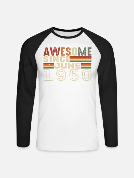 Juni 1950 Original 1950 Jubiläum 1950 Juni 1950 - Unisex Baseballshirt langarm - Weiß/Schwarz