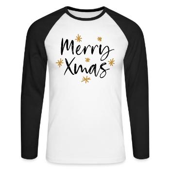 Merry Xmas Christmas Weihnachten Bright - Unisex Baseballshirt langarm - Weiß/Schwarz - Vorne - Nik (191cm)