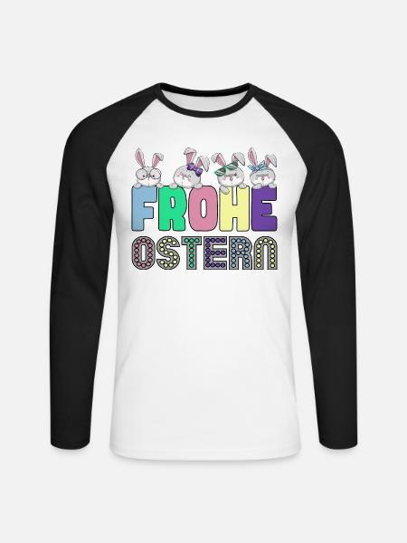 Frohe Ostern Osterhasen Freunde - Unisex Baseballshirt langarm - Weiß/Schwarz