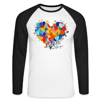 Carnaval de Cologne Alaaf Jeck Party Confettis Coeur - T-shirt baseball manches longues Homme - blanc/noir - Devant - Nik (191cm)