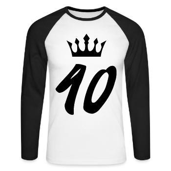 40 Zahl Krone - Unisex Baseballshirt langarm - Weiß/Schwarz - Vorne - Nik (191cm)