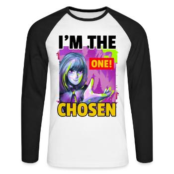 I'm the chosen one Girl Strong Energy - Unisex Baseballshirt langarm - Weiß/Schwarz - Vorne - Nik (191cm)