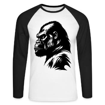 Silhouette de symbole de gorille - T-shirt baseball manches longues Homme - blanc/noir - Devant - Nik (191cm)