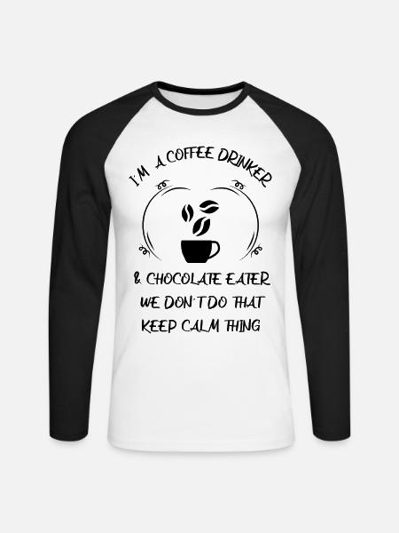 Kaffee Espresso Käffchen & Schokolade - Unisex Baseballshirt langarm - Weiß/Schwarz