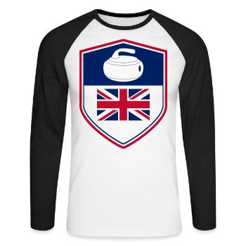 UK Flag Curling Team Winter Sport United Kingdom - Unisex Long Sleeve Baseball T-Shirt - white/black - Front - Nik (191cm)