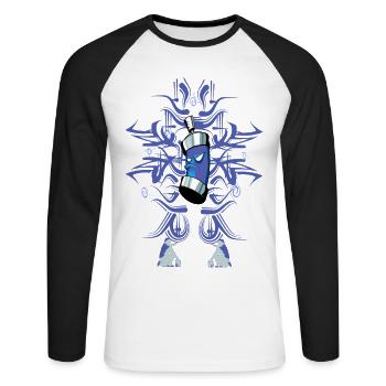 Graffiti - Unisex Baseballshirt langarm - Weiß/Schwarz - Vorne - Nik (191cm)