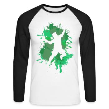 Badminton - Unisex Baseballshirt langarm - Weiß/Schwarz - Vorne - Nik (191cm)