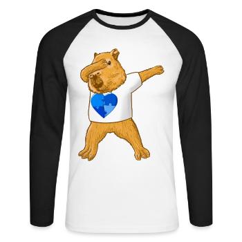 Capybara Autism Signs Creating Awareness - T-shirt baseball manches longues Homme - blanc/noir - Devant - Nik (191cm)