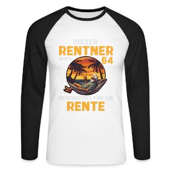 Lustig Rentner 64 Geburtstag Senioren Rente Beruf - Unisex Baseballshirt langarm - Weiß/Schwarz - Vorne - Nik (191cm)