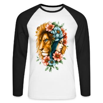 Wunderbare Frau, deren lange Haare - Unisex Baseballshirt langarm - Weiß/Schwarz - Vorne - Nik (191cm)