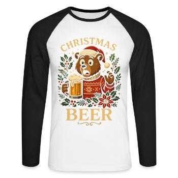 Bière de Noël Chemise de Noël drôle d’ours - T-shirt baseball manches longues Homme - blanc/noir - Devant - Nik (191cm)