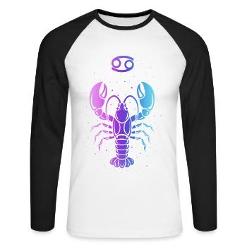 Cancer cristal avec motif d’étoile - T-shirt baseball manches longues Homme - blanc/noir - Devant - Nik (191cm)