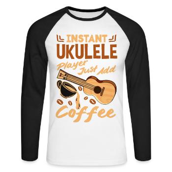 Funny Ukulele Designs and Sayings - Unisex Long Sleeve Baseball T-Shirt - white/black - Front - Nik (191cm)