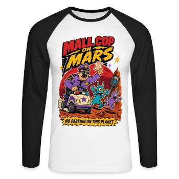 Agent de centre commercial sur Mars – Humour de stationnement extraterrestre - T-shirt baseball manches longues Homme - blanc/noir - Devant - Nik (191cm)