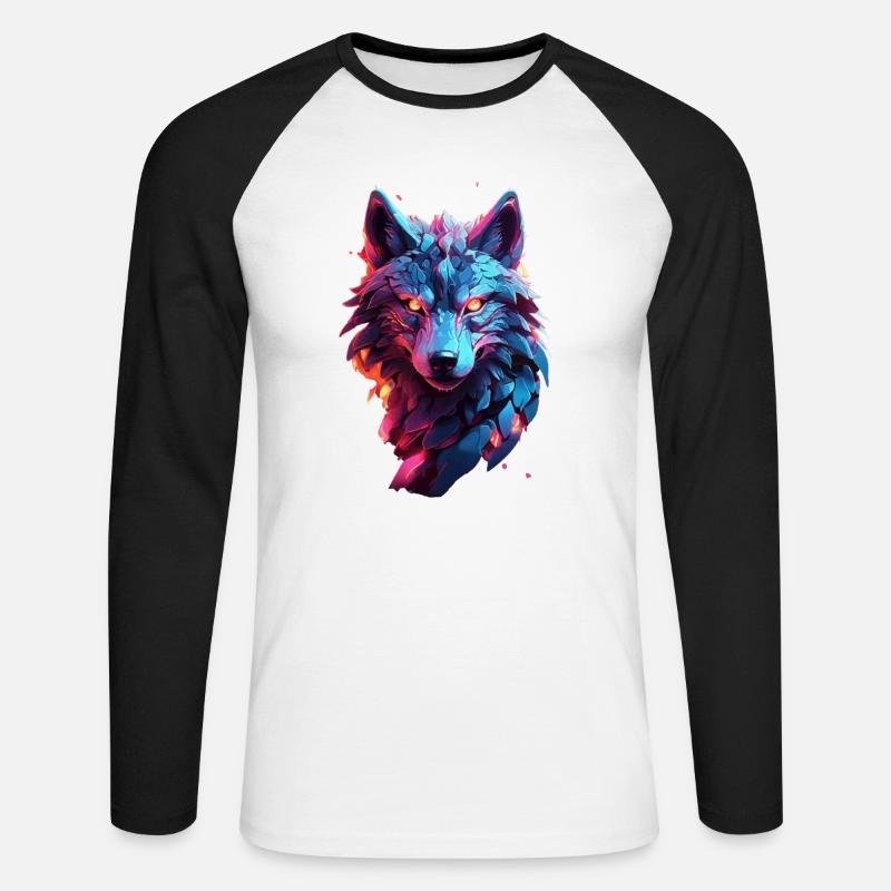 Wolf - Unisex Baseballshirt langarm - Weiß/Schwarz