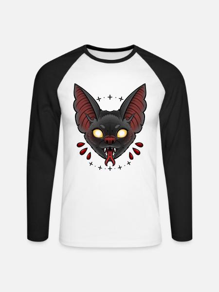 Nachtkreatur im Farbdruck - Unisex Baseballshirt langarm - Weiß/Schwarz
